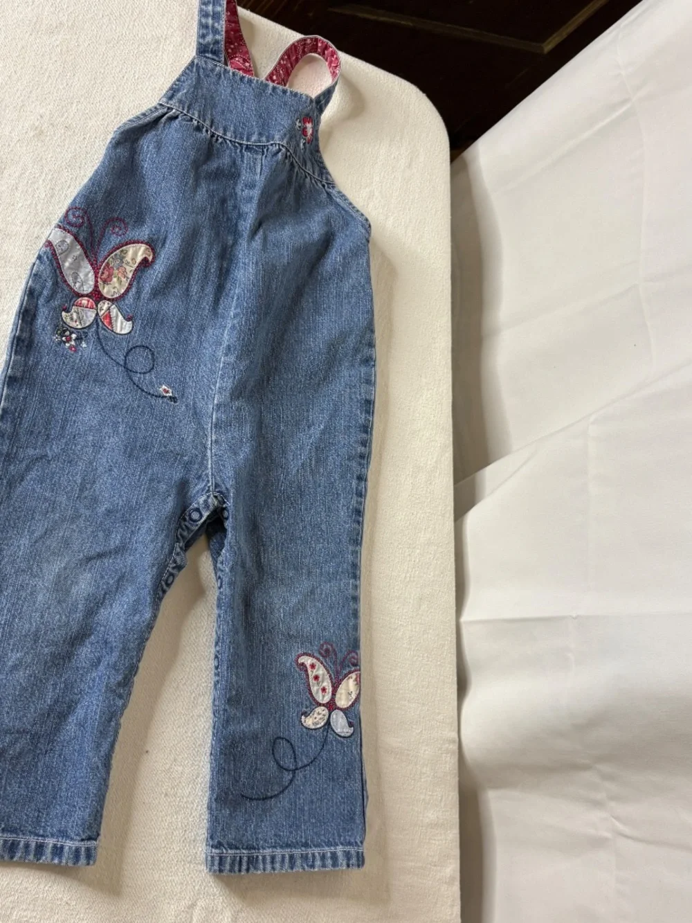 Vintage Gymboree 2002 Floral Patchwork Butterfly Denim Jean Overalls 18-24 mos